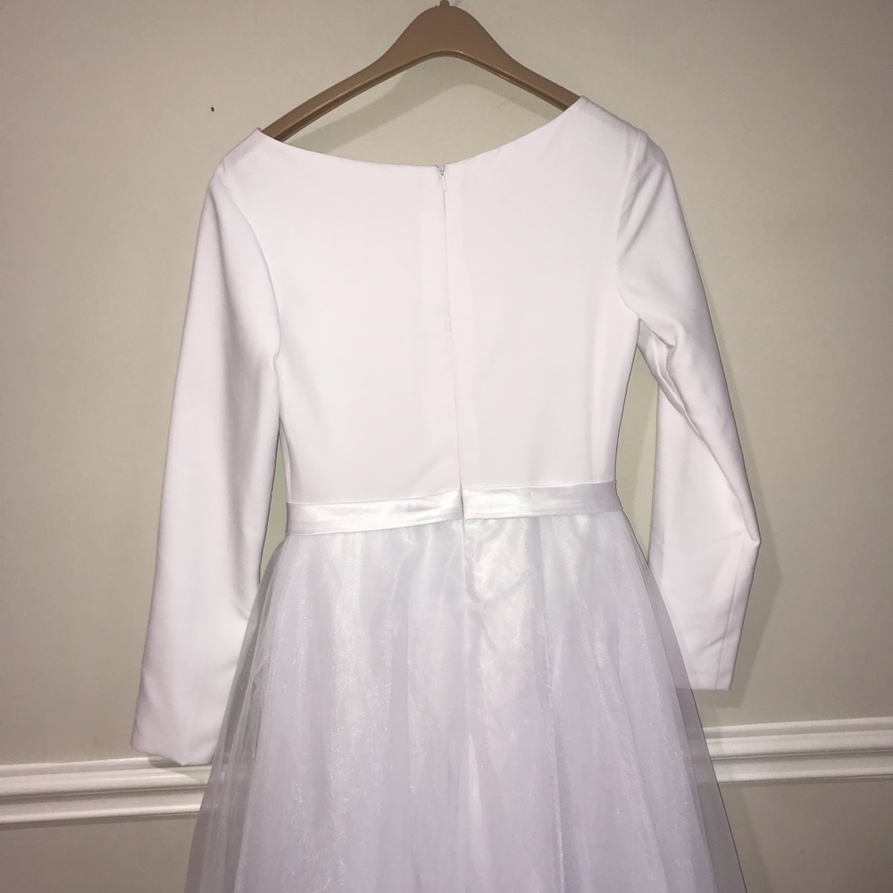 White longsleeve wedding dress a line - Picture 5 of 8